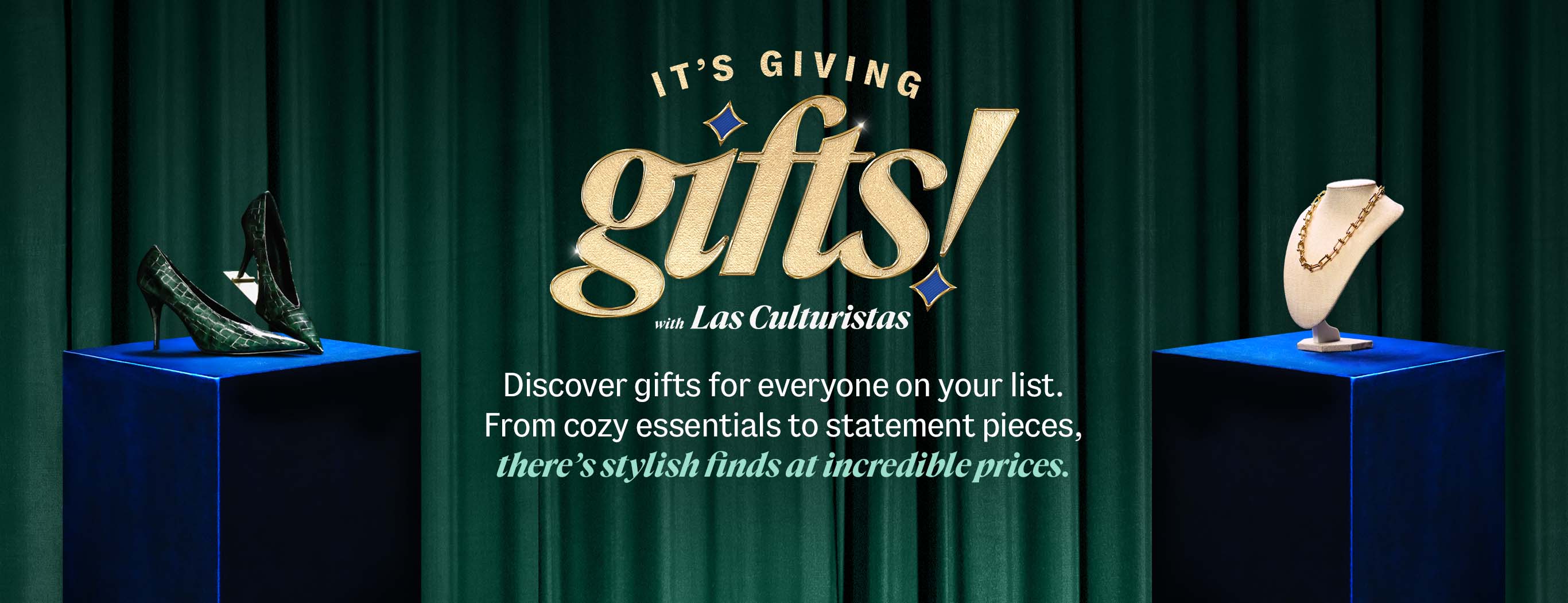 It's giving gifts! with Las Culturistas. Discover gifts for everyone on your list. From cozy essentials to statement pieces, there’s stylish finds at incredible prices.