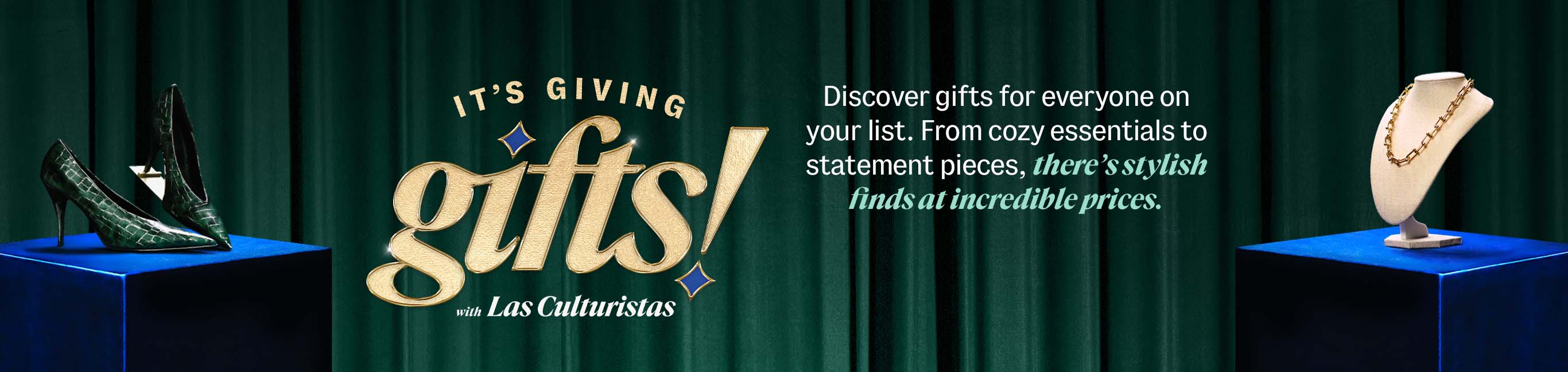 It's giving gifts! with Las Culturistas. Discover gifts for everyone on your list. From cozy essentials to statement pieces, there’s stylish finds at incredible prices.