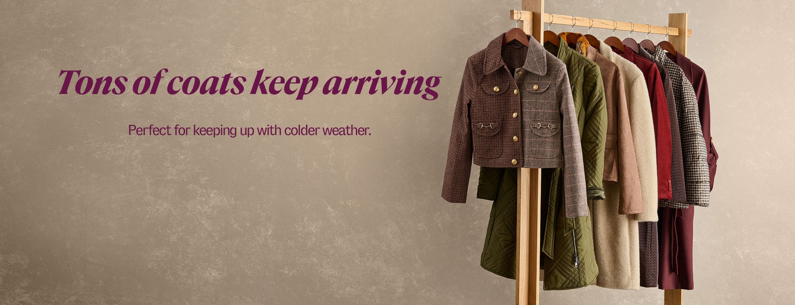 Tons of coats keep arriving. Perfect for keeping up with colder weather.